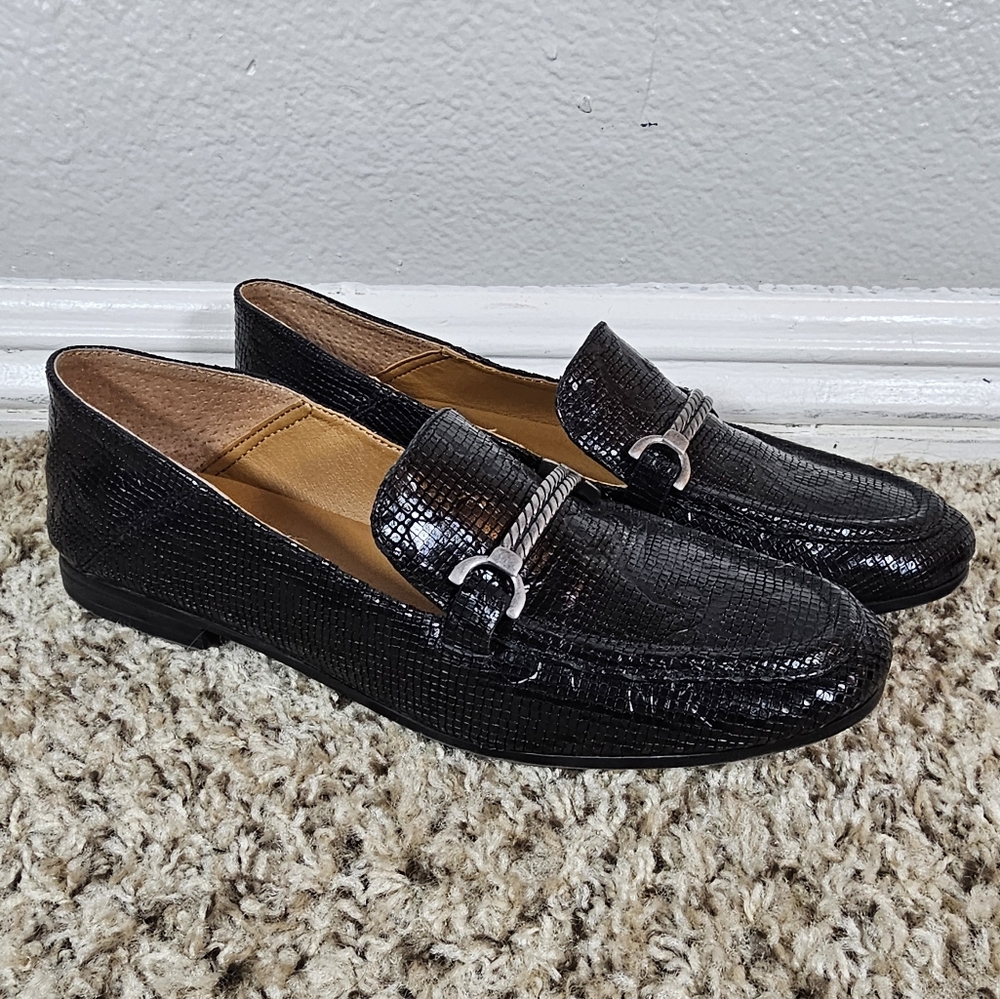 Patricia Nash Fia Tooled Black Leather Loafers Size 8.5